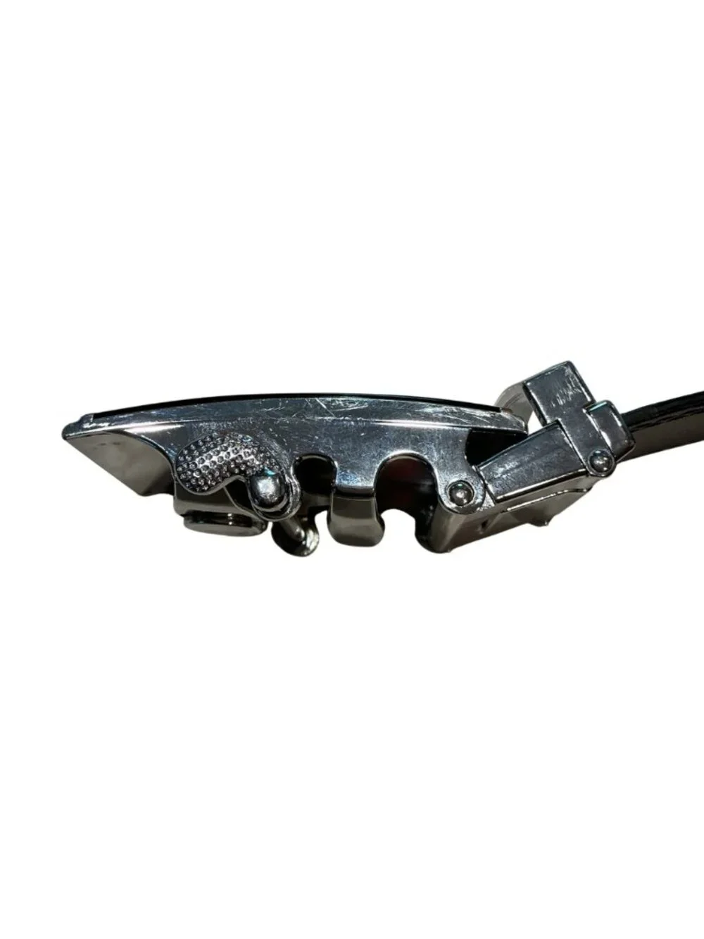 United States Marine Corps Leather Ratchet Belt With Engraved Chrome Buckle Mens